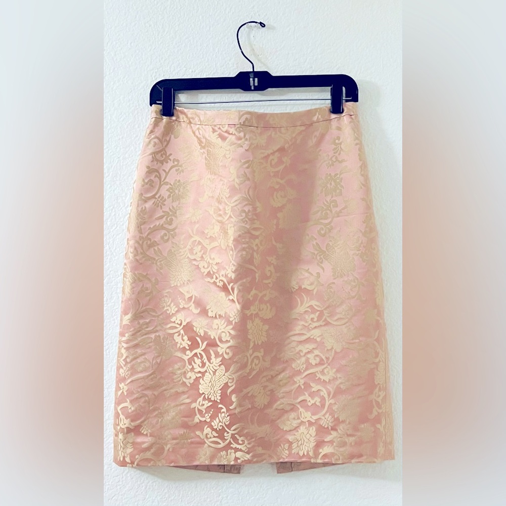 Banana Republic Pink Brocade Pencil Skirt